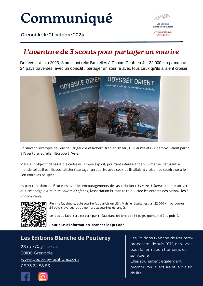 Communiqué de presse pour la sortie du livre Odyssée Orient